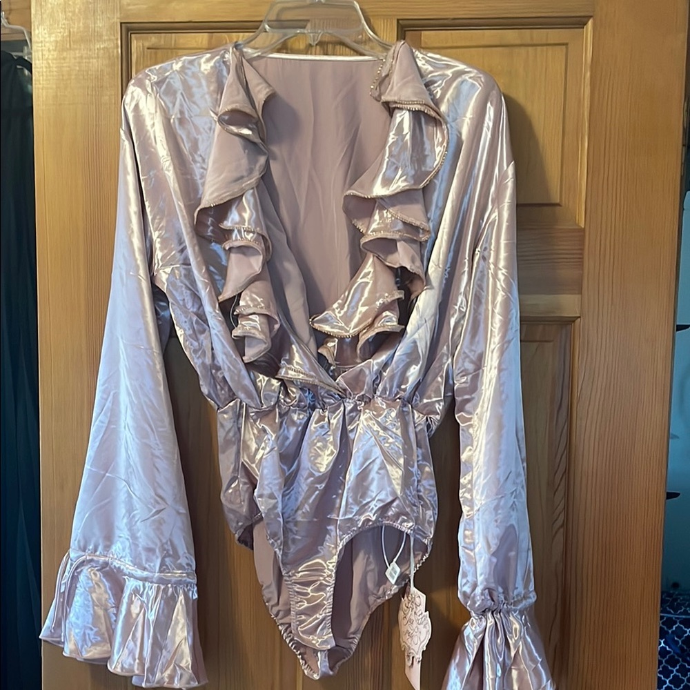 Satin Ruffle Bodysuit